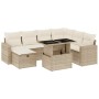 Set de sofás de jardín y cojines 8 piezas ratán sintético beige