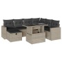 Set de sofás de jardín 8 pzas y cojines ratán sintético gris