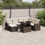 Set sofás de jardín 8 piezas y cojines ratán sintético marrón