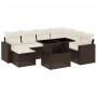 Set sofás de jardín 8 piezas y cojines ratán sintético marrón