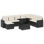Set de sofás de jardín 8 piezas y cojines ratán sintético negro