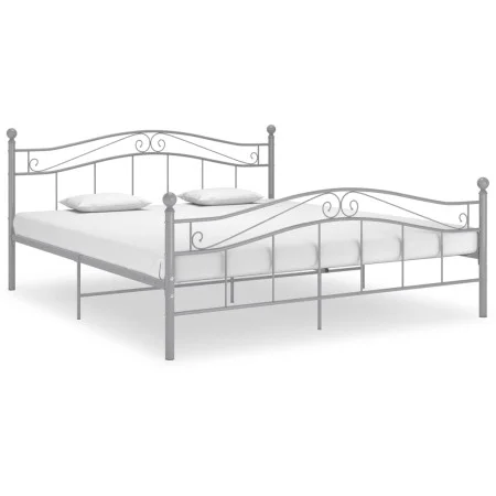 Gray metal bed frame 200x200 cm by vidaXL, Beds and slatted bases - Ref: Foro24-325008, Price: 161,73 €, Discount: %