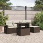 Set sofás de jardín 6 piezas y cojines ratán sintético marrón