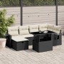 Set de sofás de jardín 7 pzas con cojines ratán sintético negro