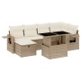 Set sofás de jardín 7 piezas y cojines ratán sintético beige