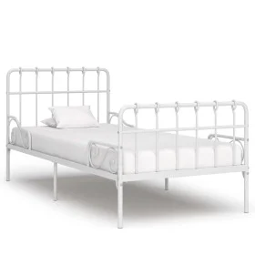Bed frame with white metal slatted base 90x200 cm by vidaXL, Beds and slatted bases - Ref: Foro24-284601, Price: 115,70 €, Di...