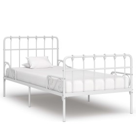 Estructura de cama con base de listones metal blanco 90x200 cm
