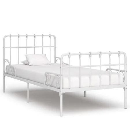 Bed frame with white metal slatted base 90x200 cm by vidaXL, Beds and slatted bases - Ref: Foro24-284601, Price: 115,70 €, Di...
