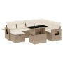 Set de sofás de jardín y cojines 8 piezas ratán sintético beige