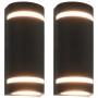 Lámparas de pared de exterior 2 uds 35 W negro semicircular