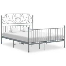 Estructura de cama de metal gris 140x200 cm de vidaXL, Camas y somieres - Ref: Foro24-324852, Precio: 150,19 €, Descuento: %