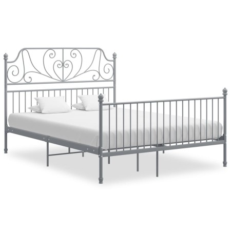 Gray metal bed frame 140x200 cm by vidaXL, Beds and slatted bases - Ref: Foro24-324852, Price: 152,68 €, Discount: %