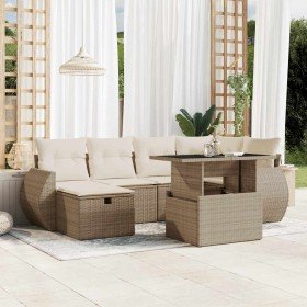 Set sofás de jardín 7 piezas y cojines ratán sintético beige Set sofás de jardín 7 piezas y cojines ratán sintético beige