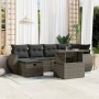 Set de sofás de jardín 7 pzas con cojines ratán sintético gris