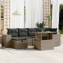 Set de sofás de jardín 7 pzas con cojines ratán sintético gris