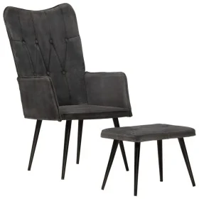 Vintage black canvas wing chair with footrest by vidaXL, Armchairs - Ref: Foro24-339670, Price: 83,47 €, Discount: %