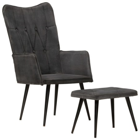 Vintage black canvas wing chair with footrest by vidaXL, Armchairs - Ref: Foro24-339670, Price: 84,16 €, Discount: %