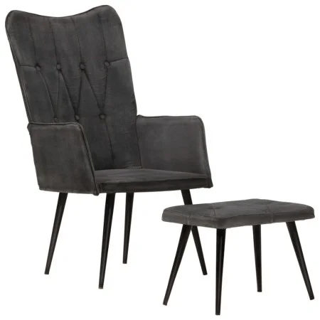 Vintage black canvas wing chair with footrest by vidaXL, Armchairs - Ref: Foro24-339670, Price: 83,22 €, Discount: %