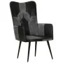 Sillón orejero cuero auténtico negro y gris by vidaXL, Armchairs - Ref: Foro24-339662, Price: 85,63 €, Discount: %