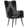 Sillón orejero cuero auténtico negro y gris von vidaXL, Sessel - Ref: Foro24-339662, Preis: 86,70 €, Rabatt: %