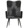 Sillón orejero cuero auténtico negro y gris by vidaXL, Armchairs - Ref: Foro24-339662, Price: 85,63 €, Discount: %