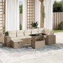 Set de sofás de jardín y cojines 8 piezas ratán sintético beige