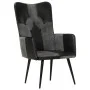 Sillón orejero cuero auténtico negro y gris by vidaXL, Armchairs - Ref: Foro24-339662, Price: 85,63 €, Discount: %