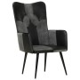 Sillón orejero cuero auténtico negro y gris von vidaXL, Sessel - Ref: Foro24-339662, Preis: 86,70 €, Rabatt: %