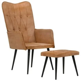 Cinnamon brown genuine leather wing chair with footrest by vidaXL, Armchairs - Ref: Foro24-339668, Price: 85,17 €, Discount: %