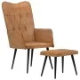 Sillón orejero con reposapiés cuero auténtico marrón canela de vidaXL, Sillones - Ref: Foro24-339668, Precio: 85,17 €, Descue...
