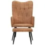 Sillón orejero con reposapiés cuero auténtico marrón canela de vidaXL, Sillones - Ref: Foro24-339668, Precio: 85,17 €, Descue...
