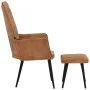 Sillón orejero con reposapiés cuero auténtico marrón canela de vidaXL, Sillones - Ref: Foro24-339668, Precio: 85,17 €, Descue...