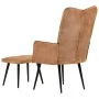 Sillón orejero con reposapiés cuero auténtico marrón canela de vidaXL, Sillones - Ref: Foro24-339668, Precio: 85,17 €, Descue...