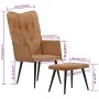 Sillón orejero con reposapiés cuero auténtico marrón canela de vidaXL, Sillones - Ref: Foro24-339668, Precio: 85,17 €, Descue...