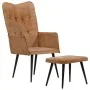 Sillón orejero con reposapiés cuero auténtico marrón canela de vidaXL, Sillones - Ref: Foro24-339668, Precio: 85,17 €, Descue...
