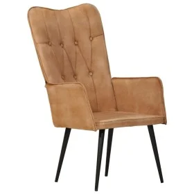 Sillón orejero de lona marrón de vidaXL, Sillones - Ref: Foro24-339652, Precio: 94,17 €, Descuento: %