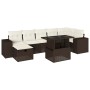Set sofás de jardín 8 piezas y cojines ratán sintético marrón