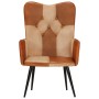 Brown and cream genuine leather wingback chair by vidaXL, Armchairs - Ref: Foro24-339659, Price: 86,33 €, Discount: %