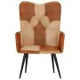 Brown and cream genuine leather wingback chair by vidaXL, Armchairs - Ref: Foro24-339659, Price: 85,27 €, Discount: %
