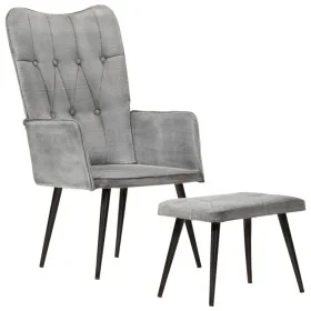 Vintage gray canvas wing chair with footrest by vidaXL, Armchairs - Ref: Foro24-339669, Price: 85,23 €, Discount: %