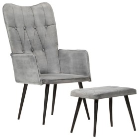 Vintage-Ohrensessel aus grauem Segeltuch mit Fußstütze von vidaXL, Sessel - Ref: Foro24-339669, Preis: 86,24 €, Rabatt: %