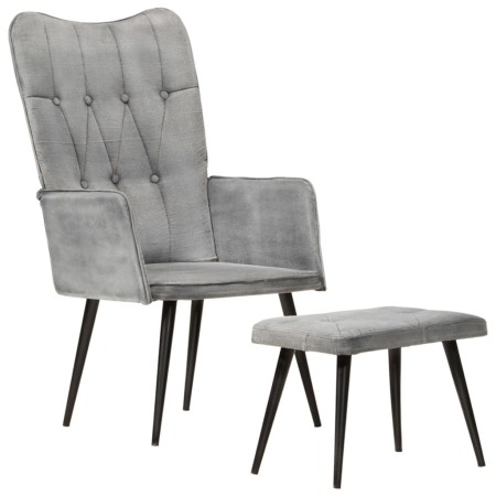 Vintage-Ohrensessel aus grauem Segeltuch mit Fußstütze von vidaXL, Sessel - Ref: Foro24-339669, Preis: 86,24 €, Rabatt: %