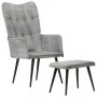 Vintage gray canvas wing chair with footrest by vidaXL, Armchairs - Ref: Foro24-339669, Price: 85,23 €, Discount: %