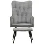 Vintage gray canvas wing chair with footrest by vidaXL, Armchairs - Ref: Foro24-339669, Price: 85,23 €, Discount: %