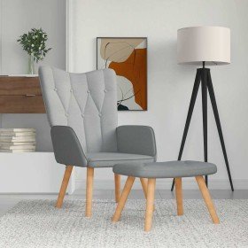 Sillón relax con taburete tela gris claro Sillón relax con taburete tela gris claro