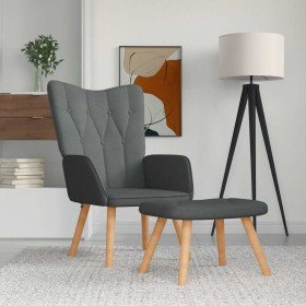 Sillón de relax con taburete tela gris oscuro Sillón de relax con taburete tela gris oscuro