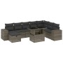 Set de muebles de jardín 9 pzas y cojines ratán sintético gris