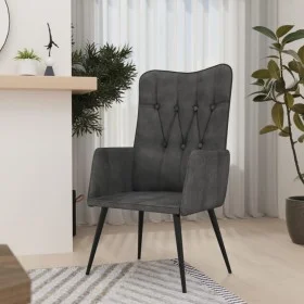Sillón orejero de cuero auténtico negro canela de vidaXL, Sillones - Ref: Foro24-339654, Precio: 102,22 €, Descuento: %