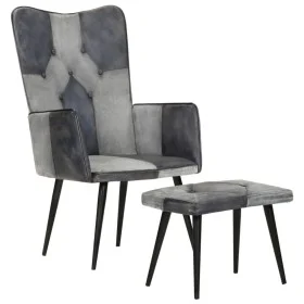 Gray canvas and genuine leather armchair with footrest by vidaXL, Armchairs - Ref: Foro24-339677, Price: 104,00 €, Discount: %
