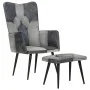 Gray canvas and genuine leather armchair with footrest by vidaXL, Armchairs - Ref: Foro24-339677, Price: 104,00 €, Discount: %